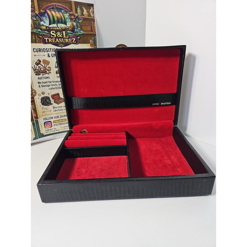 Vintage Lord Buxton Jewelry Box Organizer Red Felt Lined